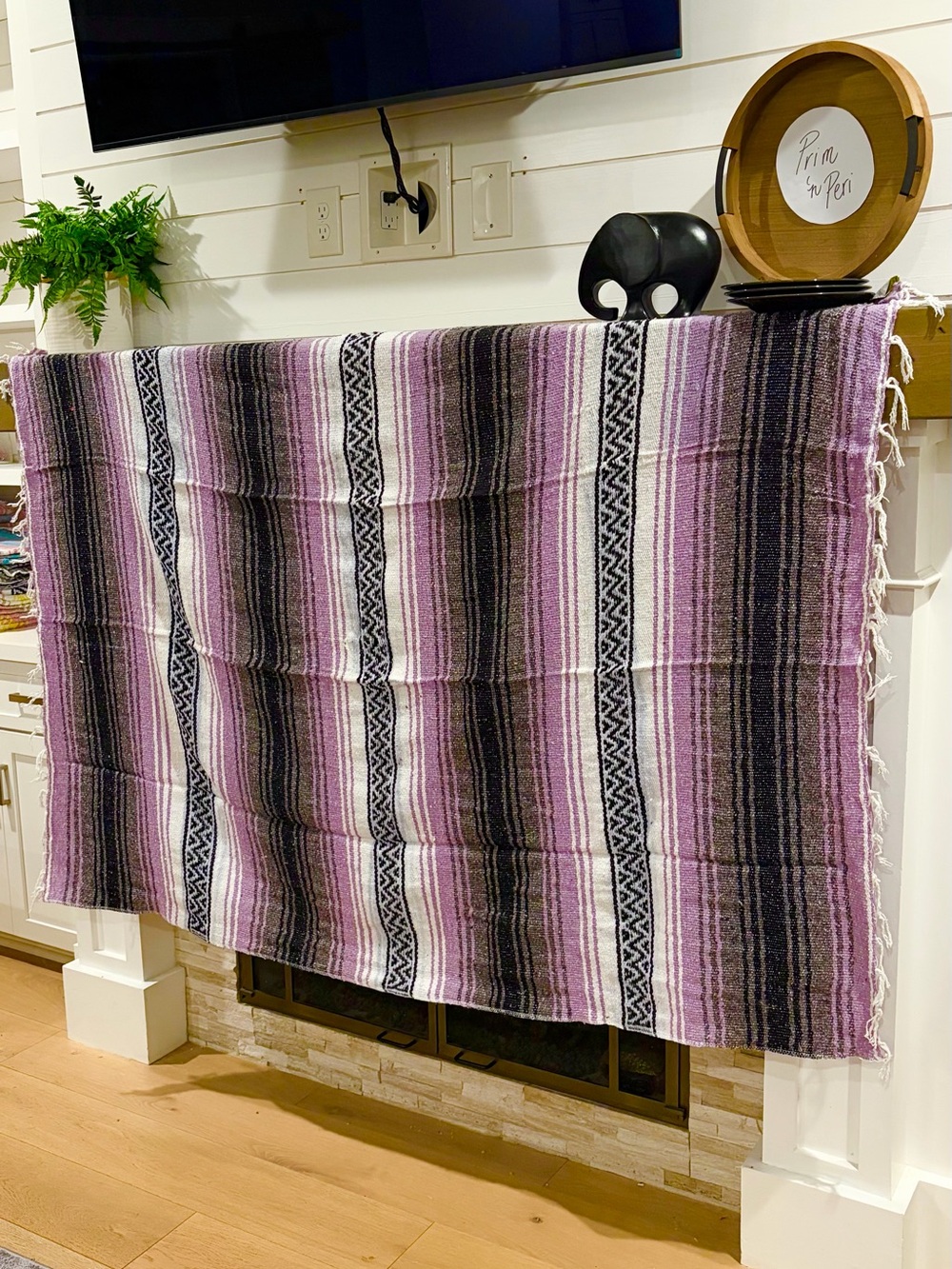 Mexican Falsa Blanket – Woven Striped Serape Throw with Fringe